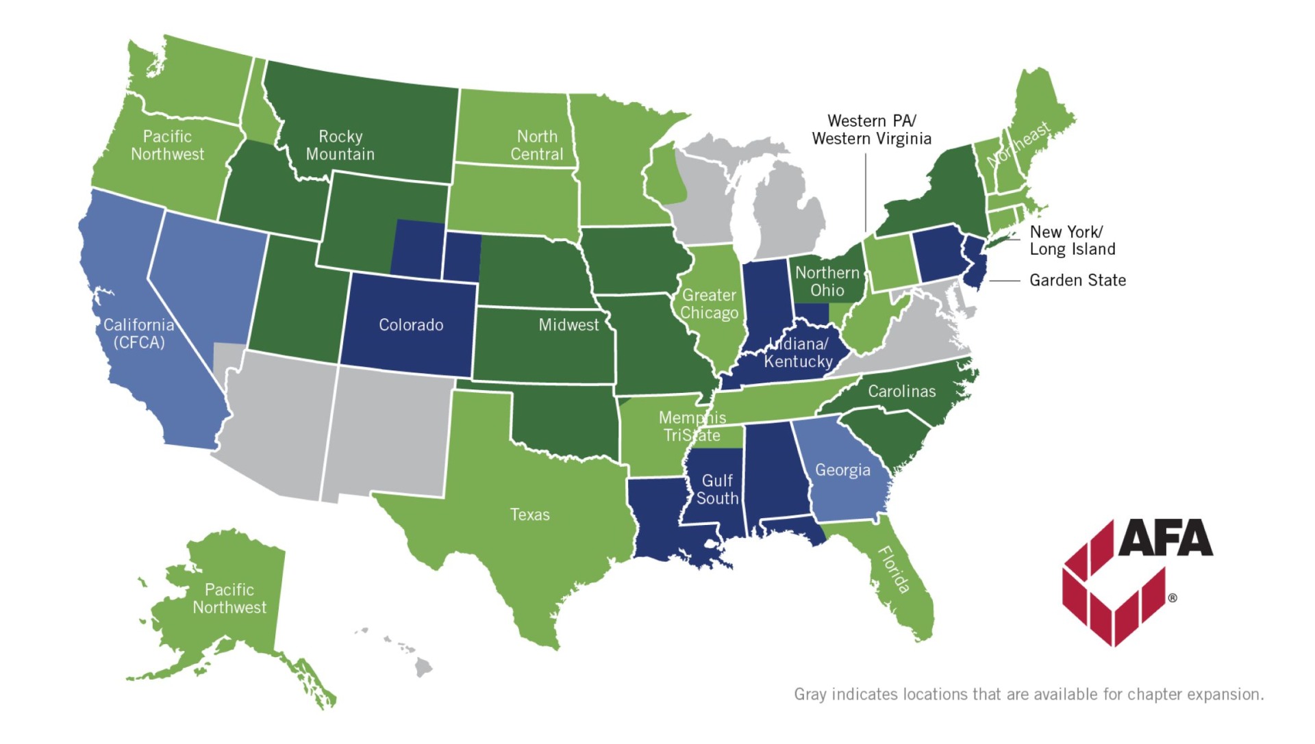 American Fence Association chapter map across the country.